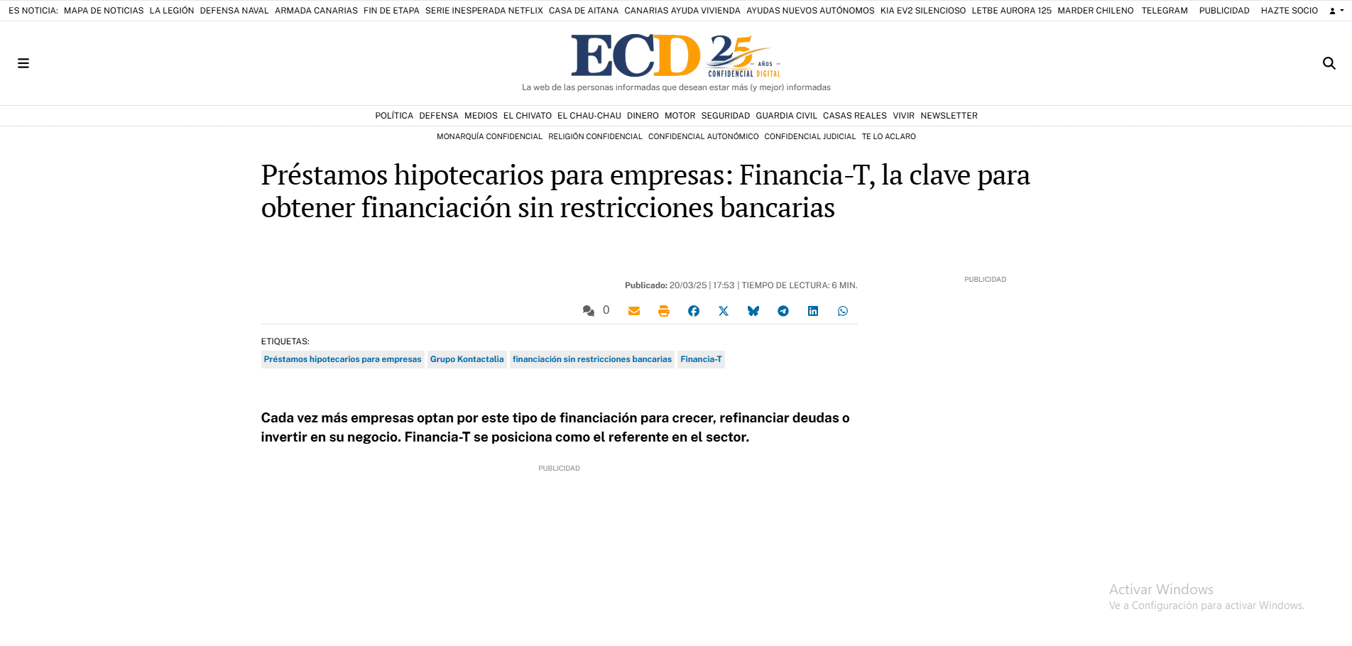 Financia-T en El Confidencial Digital